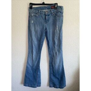 Blue 2 California Jeans Stretch Bootcut Flare 28 x 32 USA Distressed Cowgirl